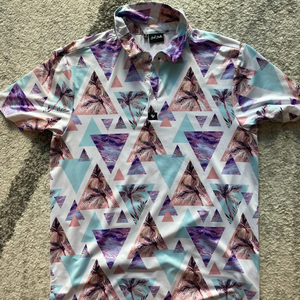Bad Birdie Tropical Geometric Polo - Purple, Pink, Blue